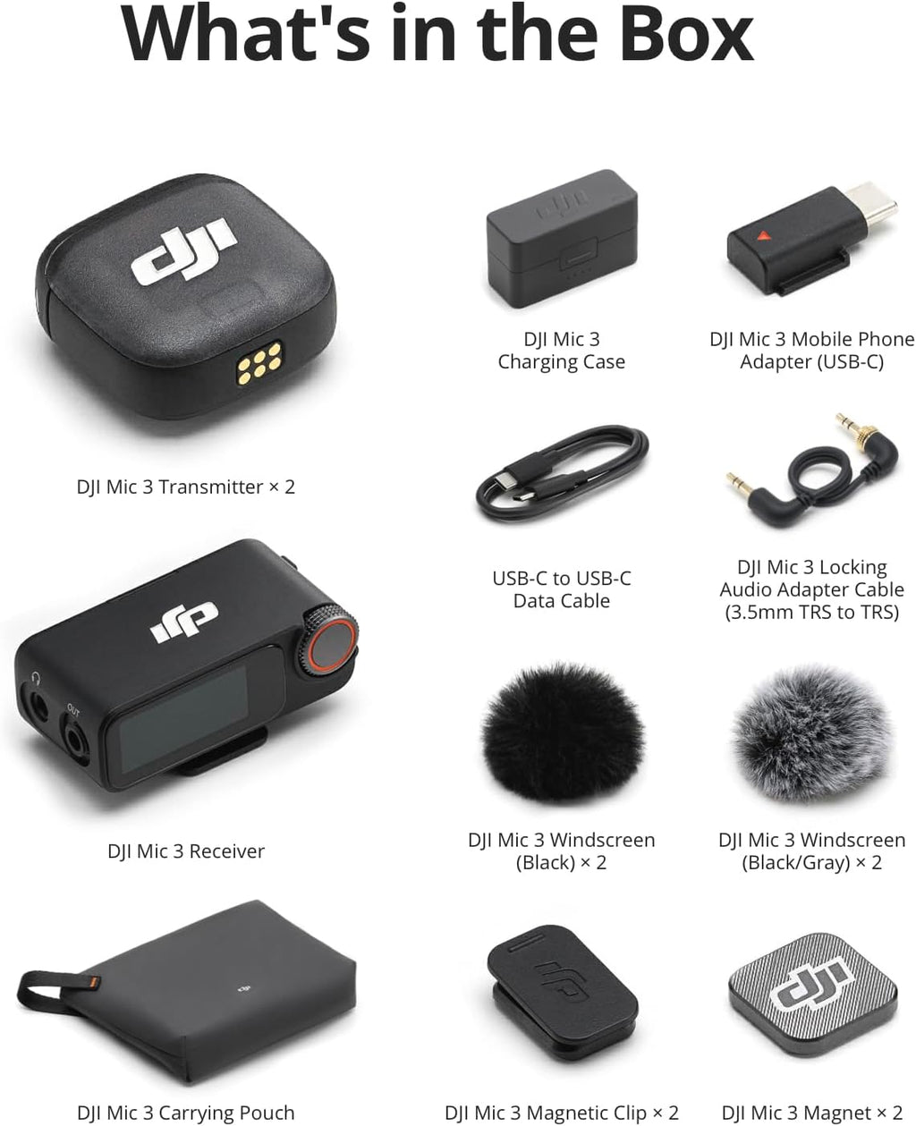 DJI Mic 3 (2 TX + 1 RX + Charging Case), Wireless Microphone