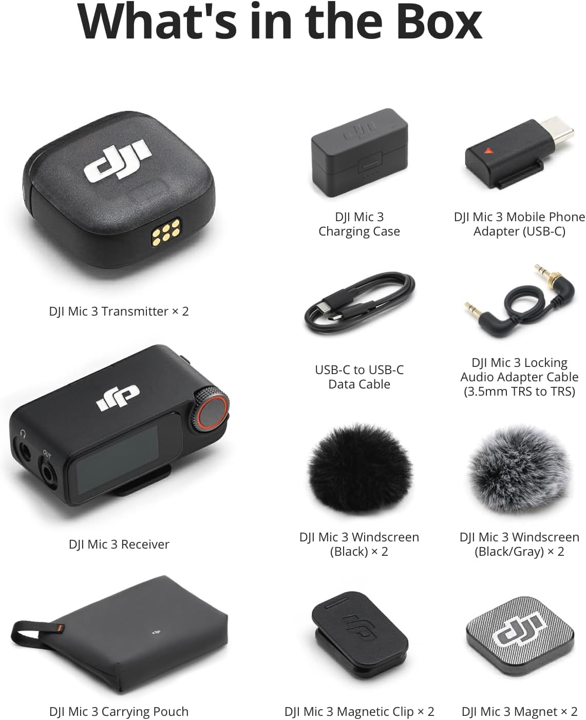 DJI Mic 3 (2 TX + 1 RX + Charging Case), Wireless Microphone