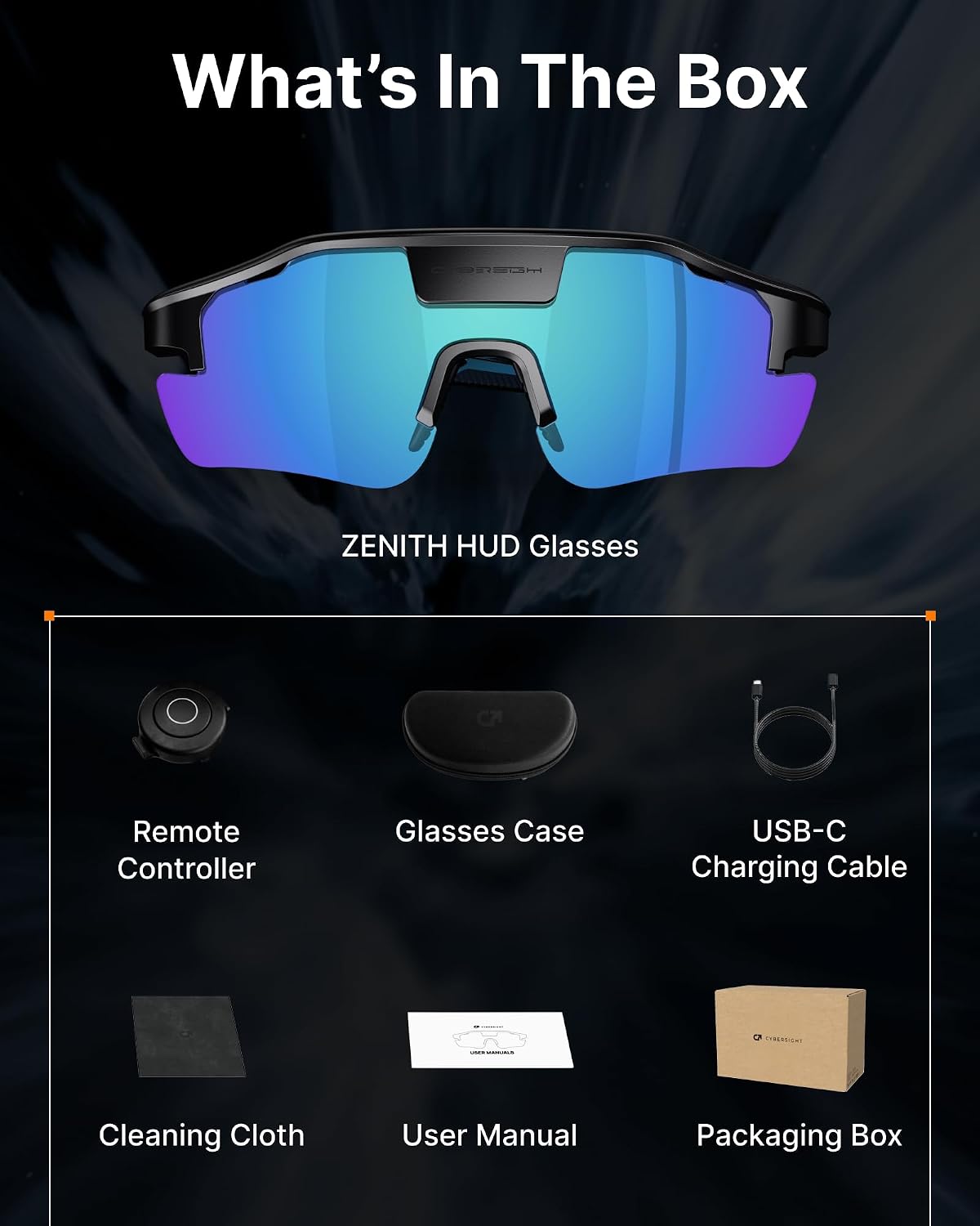 HUD Display Sports Glasses, for Cycling and Hiking, Real-Time Display, Smart Navigation, Proactive AI Alerts