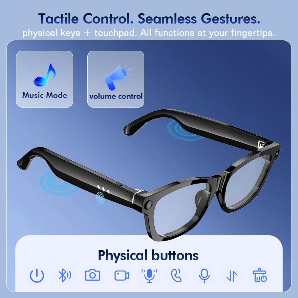Blackview BV100 AI Smart Glasses - 8MP Camera, Lightweight 45.7g-