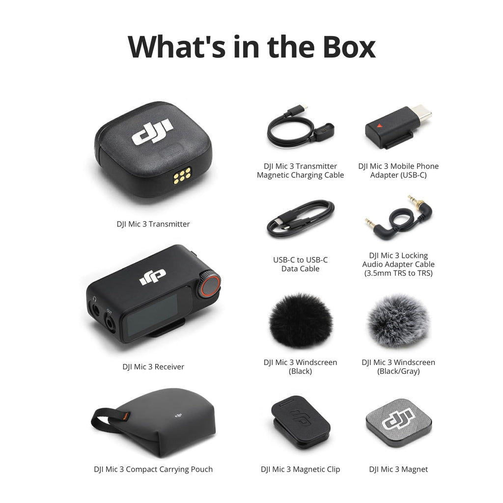 DJI Mic 3 (2 TX + 1 RX + Charging Case), Wireless Microphone