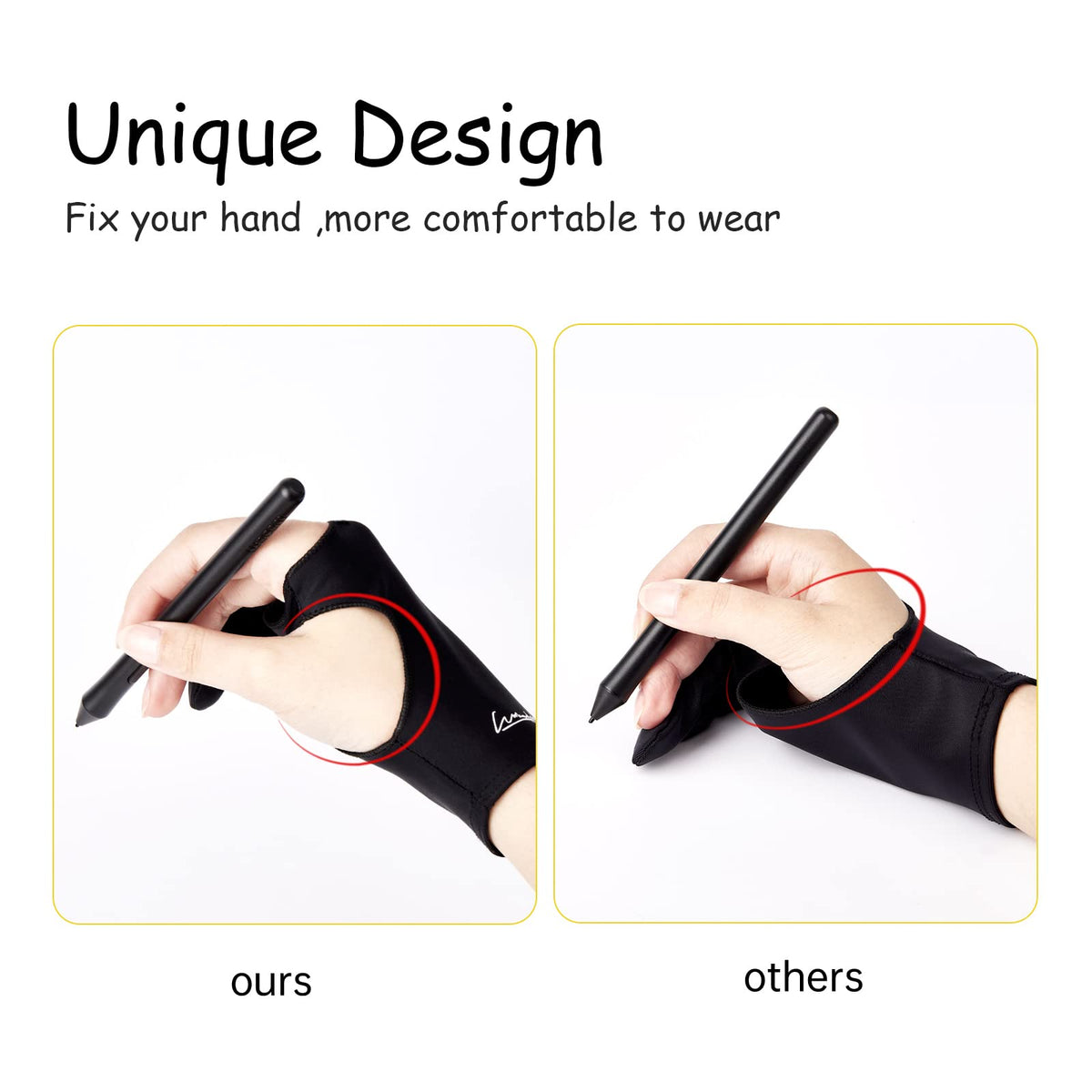 Digital Drawing Glove 2 Pack,Artist Glove for Drawing Tablet,ipad,Sketching,Art Glove with Two Finger for Right Hand and Left Hand ï¼Smudge Guard,Large,3.35 x8.98inch