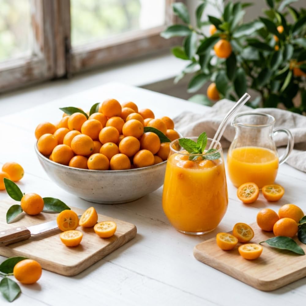 Meiwa Kumquat Tree Live, Ready to Grow, 1-2 Ft Tall, 1 Gallon Pot