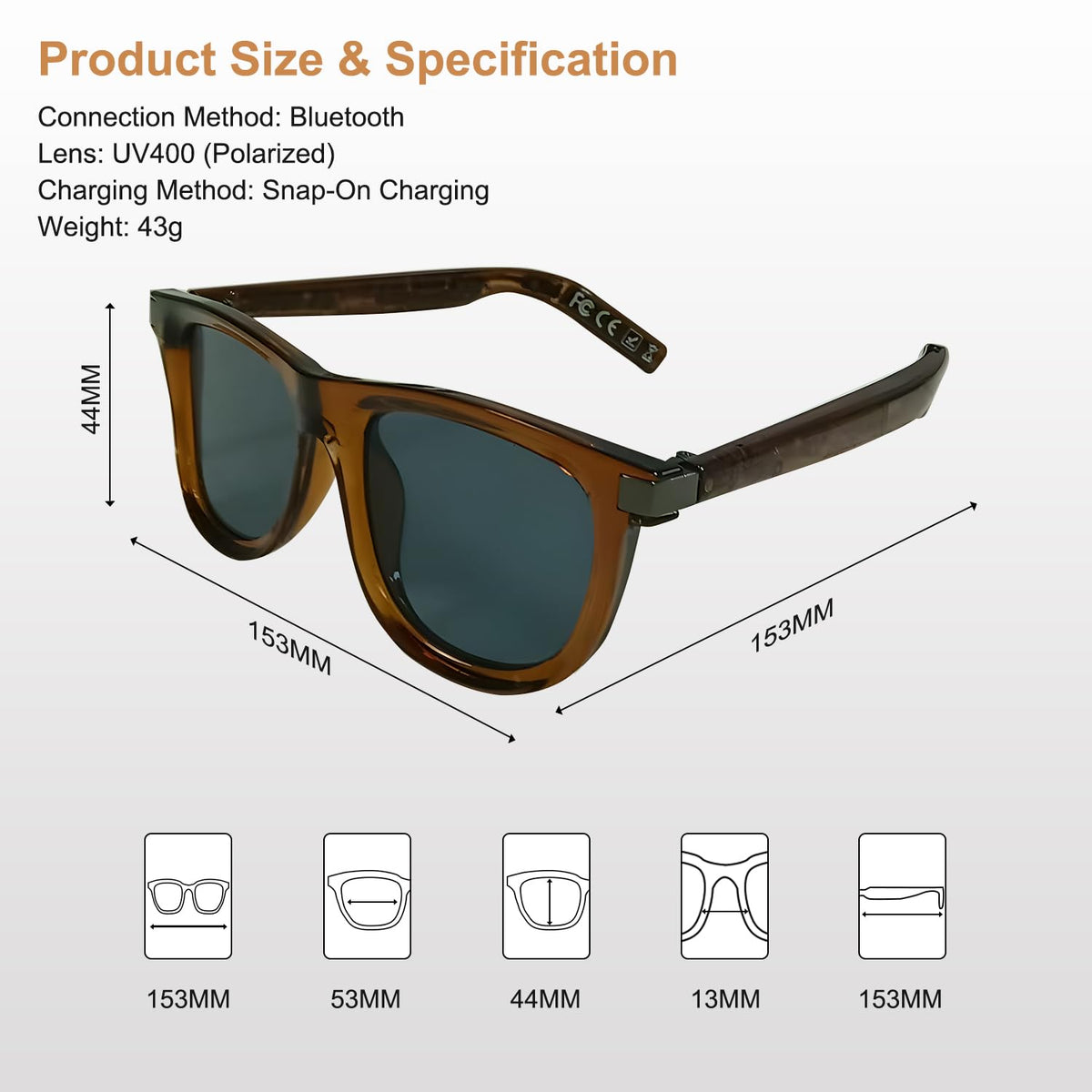 AI Camera Smart Glasses, 4K Video Sunglasses with 3600mAh Charging Case