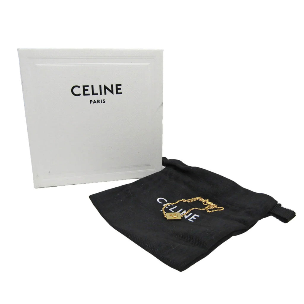Pre-Owned Celine Alphabet P 46B0 6BRA Metal No Stone Charm Bracelet Gold (Good)
