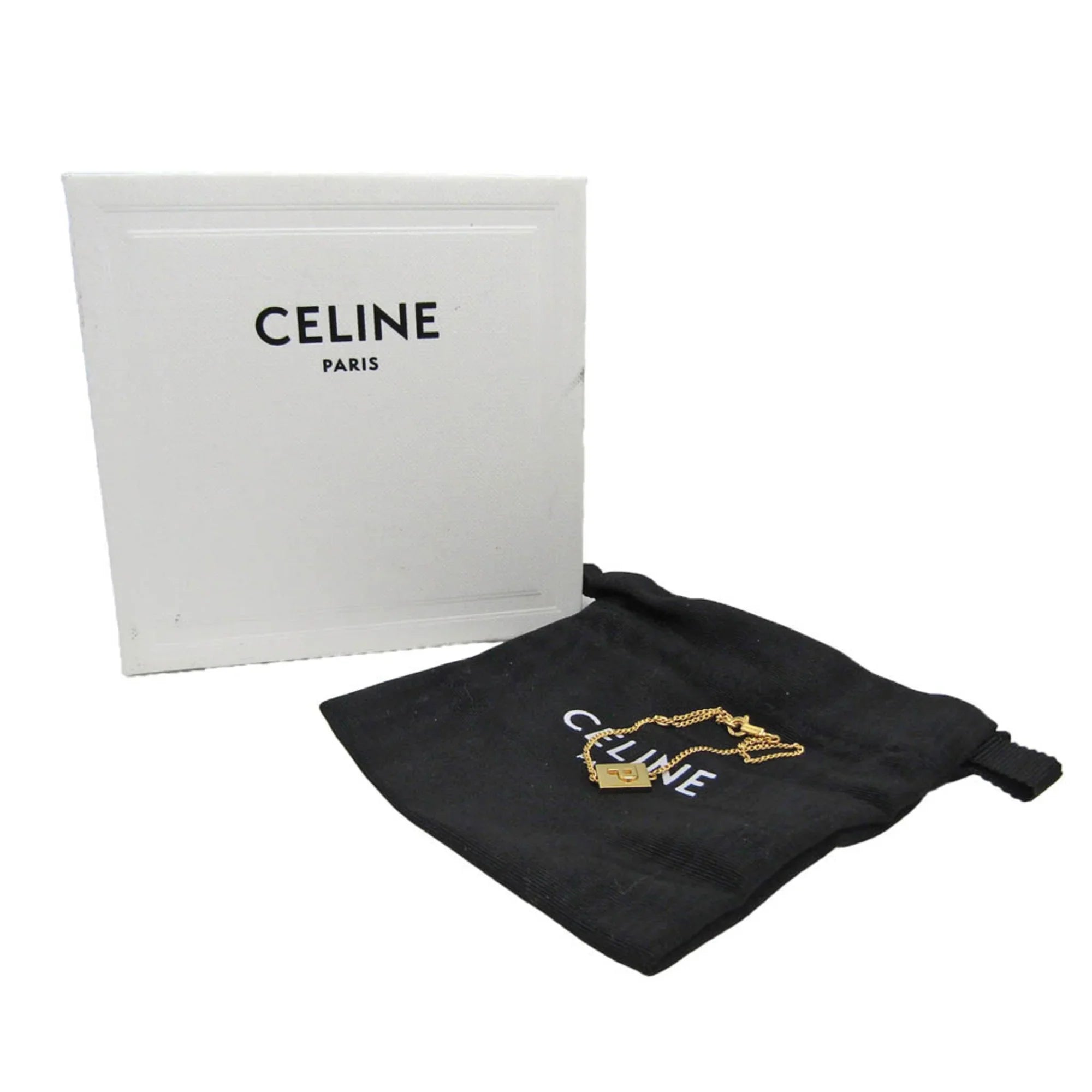 Pre-Owned Celine Alphabet P 46B0 6BRA Metal No Stone Charm Bracelet Gold (Good)