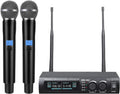 innopow Wireless Microphone System, Dual UHF Metal Cordless Mic Set, Long Distance 150-200Ft,16 Hours Continuous, Fixed Frequency, Use for Karaoke Singing, Family Party,Church (CH.01&02)