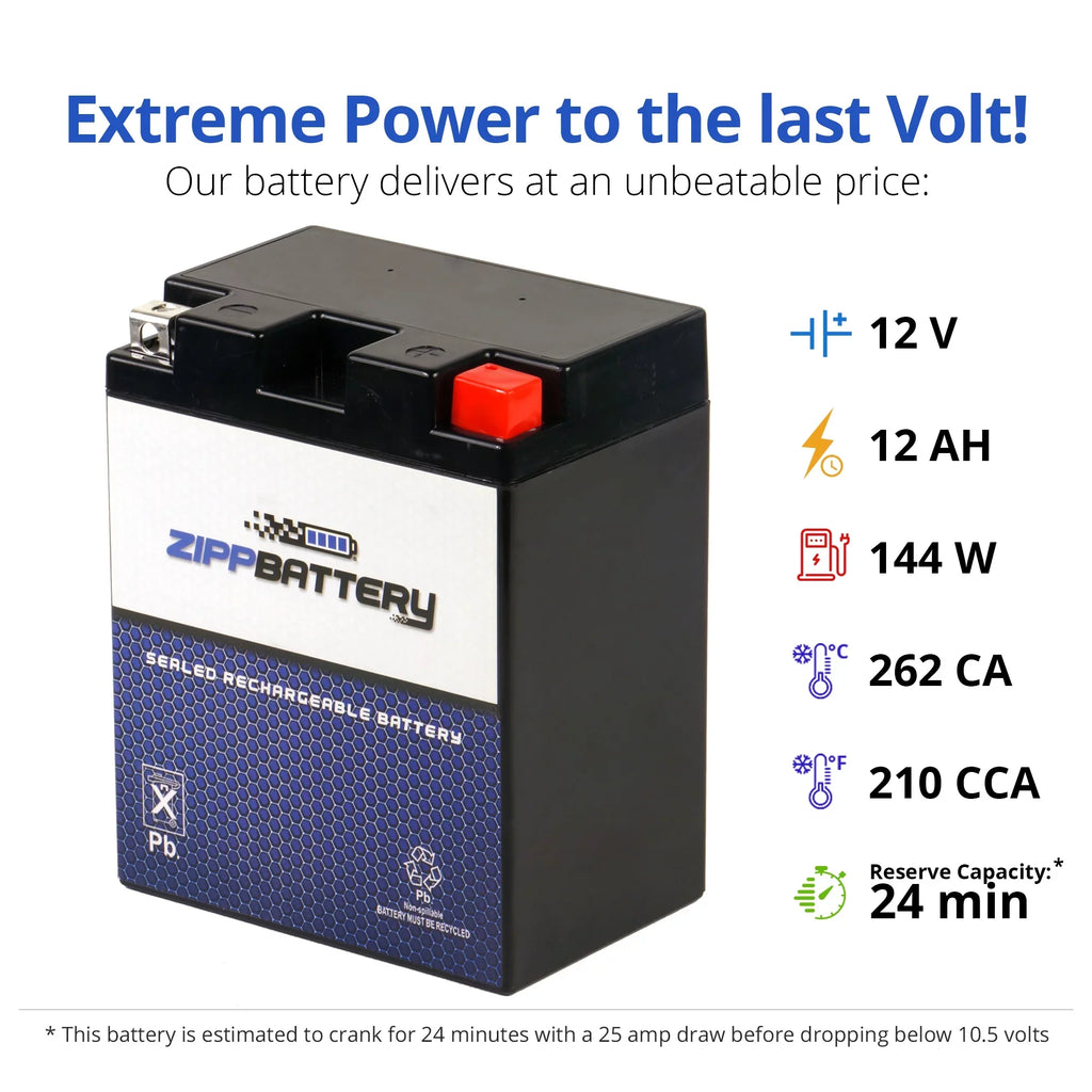 Zipp Battery YTX14AHL-BS (14AHL-BS 12 Volt,12 Ah, 210 CCA) Snowmobile Battery Arctic Cat Jag Afs L/t 1993