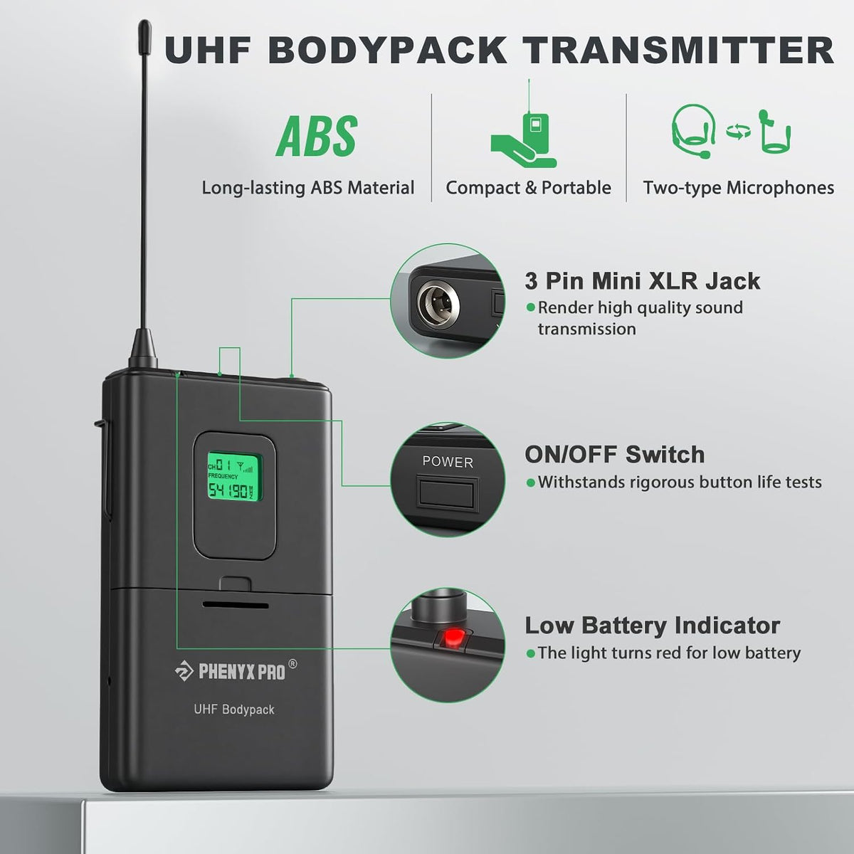 Phenyx Pro 4-Ch UHF Fixed Frequency Wireless Microphone PTU-5000-2H2B