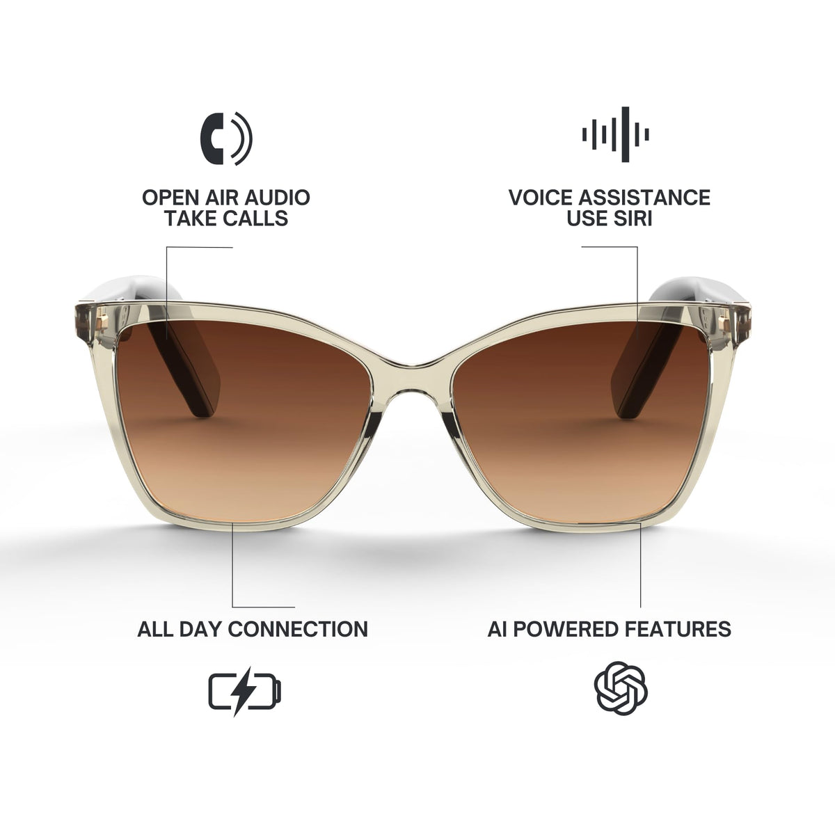 Lucyd Lyte Moonrise Smart Audio Glasses for Women, Open-Ear, Polarized