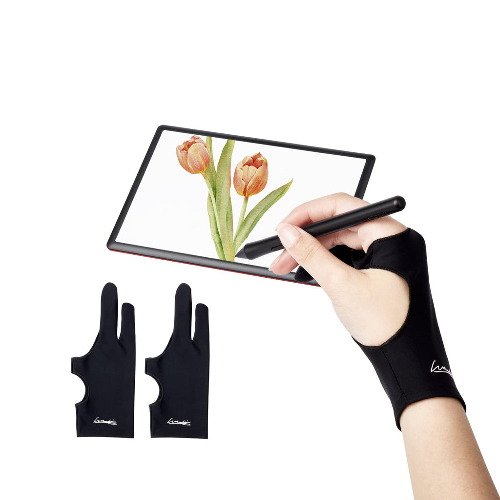 Digital Drawing Glove 2 Pack,Artist Glove for Drawing Tablet,ipad,Sketching,Art Glove with Two Finger for Right Hand and Left Hand ï¼Smudge Guard,Large,3.35 x8.98inch