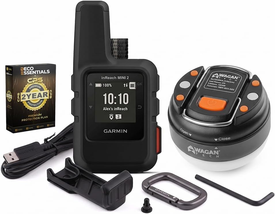 Garmin inReach Mini 2 Satellite Communicator, Two-Way Messaging, SOS, GPS, Black, 010-02602-01 - Bundle w/Deco Essentials 26-Month CPS Plan