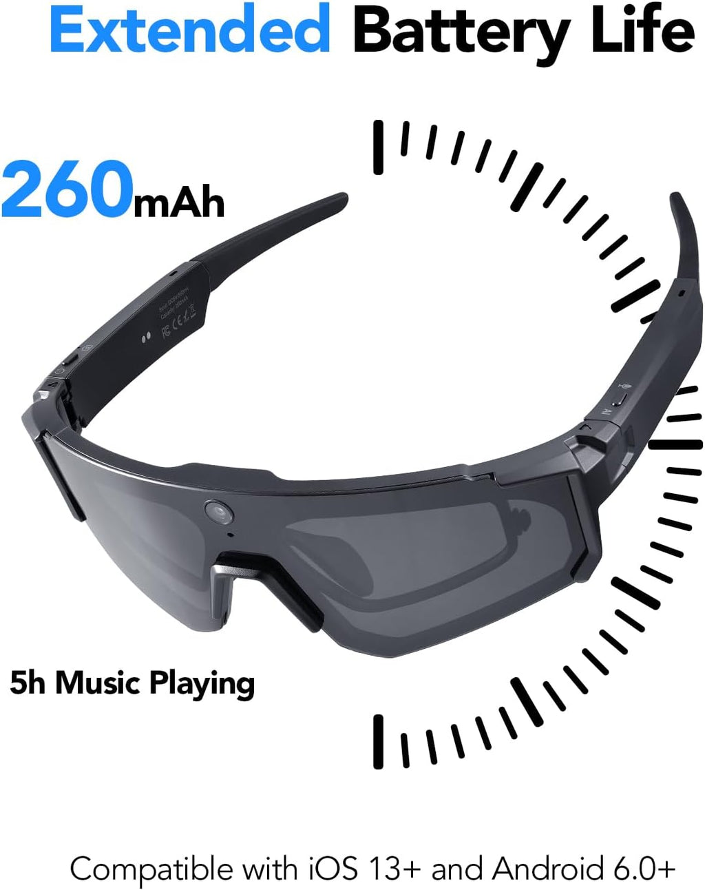 Sporty AI Bluetooth Smart Glasses with Camera for Cycling & Hiking Unisex