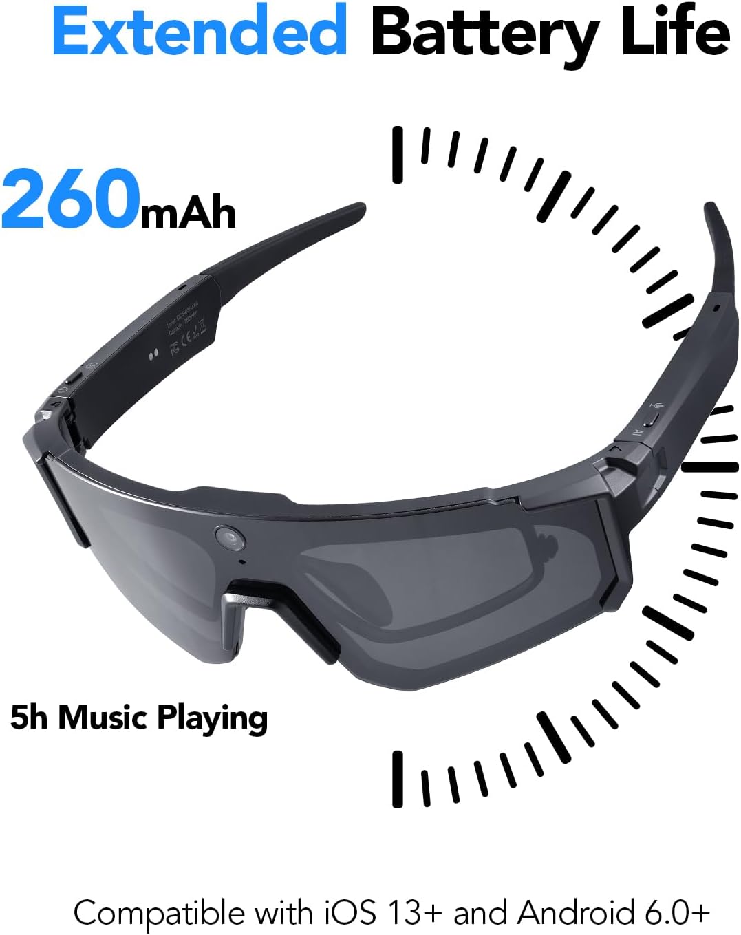 Sporty AI Bluetooth Smart Glasses with Camera for Cycling & Hiking Unisex