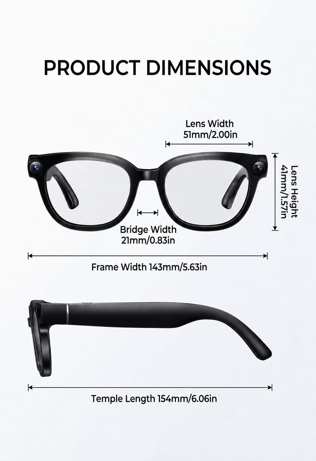 G5 AI Smart Glasses with Camera, 13MP Recording Glasses for Big Heads - XXL
