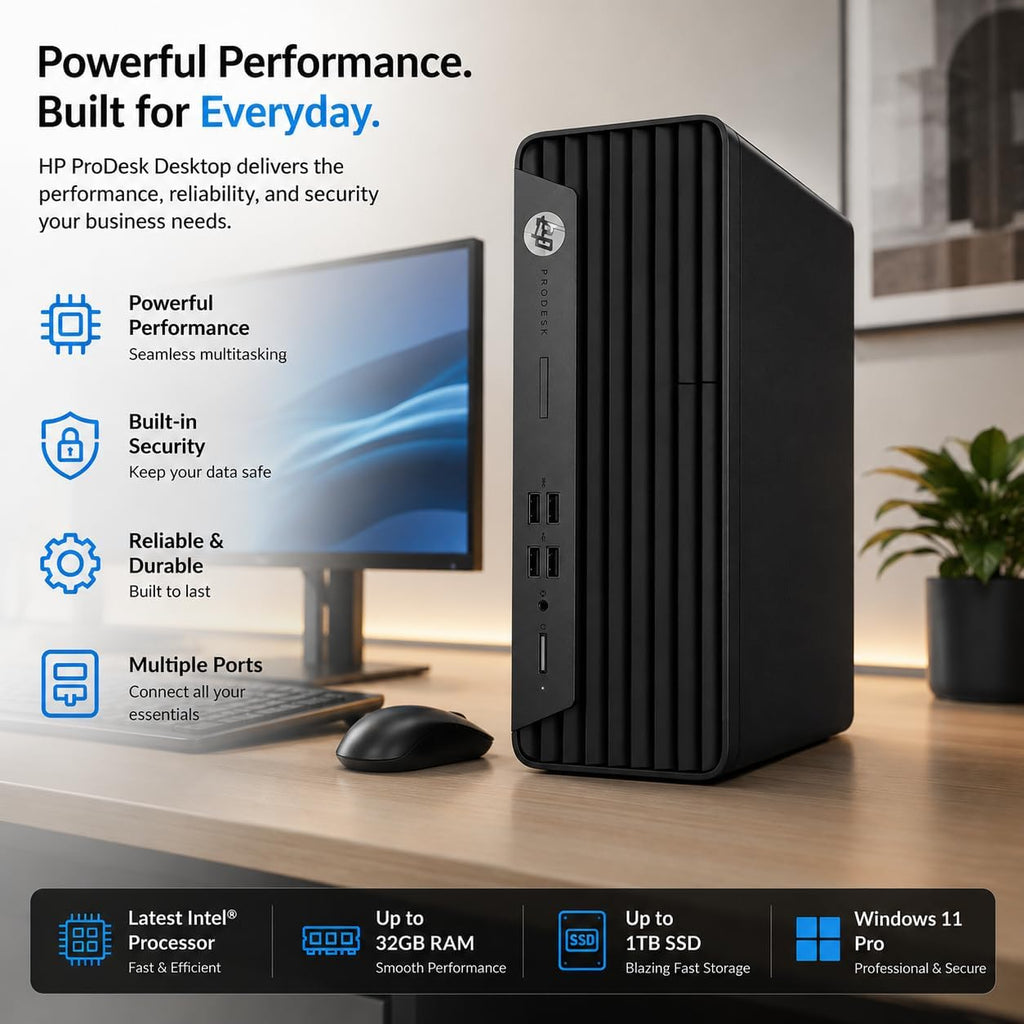 HP ProDesk G7 SFF Desktop Computer, Intel Processor, Dual 4K Display Support| 16GB RAM, 1TB SSD| WiFi| Bluetooth| HDMI, USB, RJ-45| Windows 11 Pro| Wired Keyboard & Mouse| Business & Personal Use