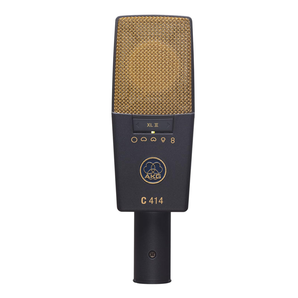 AKG Pro Audio C414XLS Pair Studio Grade Professional Large Diaphragm, Dual Capsule, Multi-Pattern, Vocal & Instrument Condenser Microphone with Aluminum Carrying Case. XLR Connector. Gray with Gold.