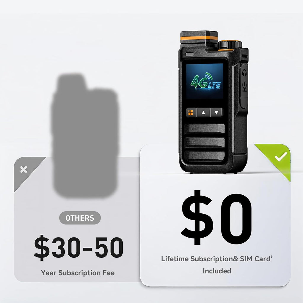 Lifetime Free KPBAB 2-Pack 4G LTE PoC Walkie Talkies, SIM, Rapid PTT