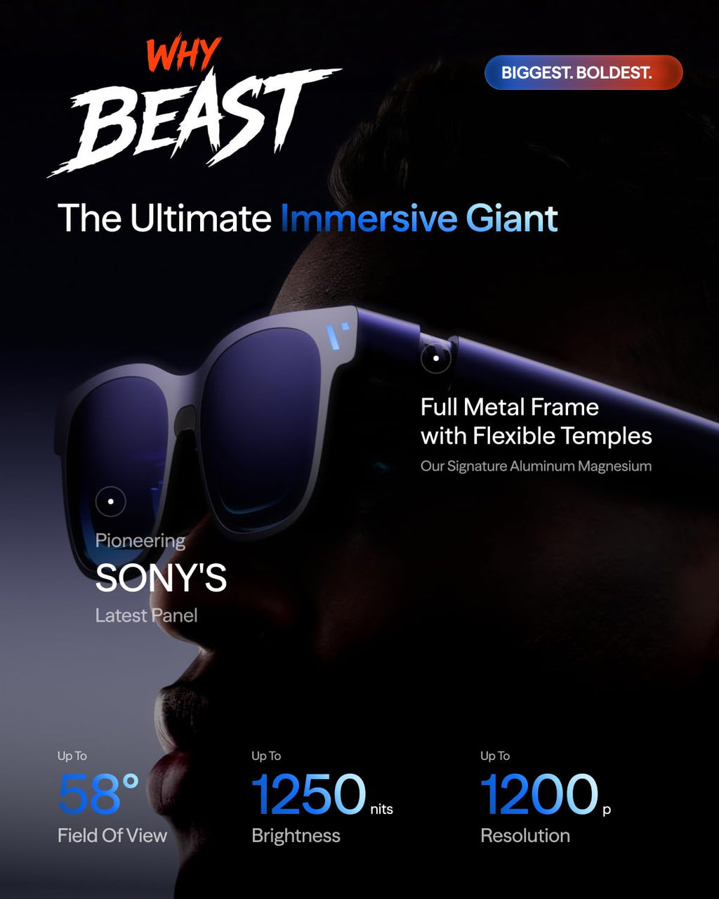 VITURE Beast XR/AR Glasses: Biggest. Boldest. Smartest. 174" 1200p, 58Â°FOV