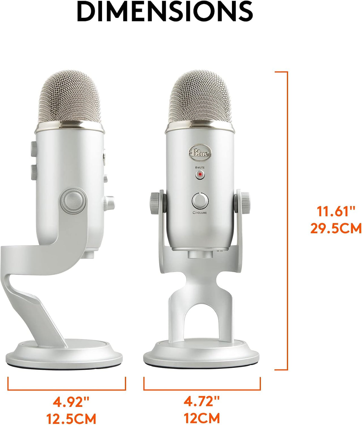 Logitech Creators Blue Yeti USB Microphone for PC, Mac, Gaming, Recording, Streaming, Podcasting, Studio and Computer Condenser Mic with Blue VO!CE Effects, 4 Pickup Patterns, Plug and Play - Silver