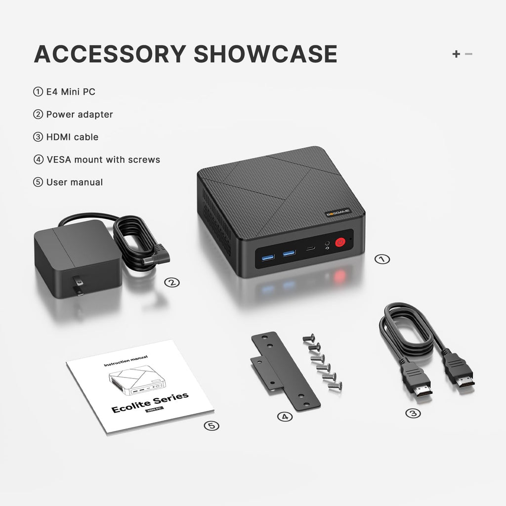 BOSGAME E4 Air Mini PC, AMD Ryzen 5 3500U 8GB DDR4 256GB SATA SSD