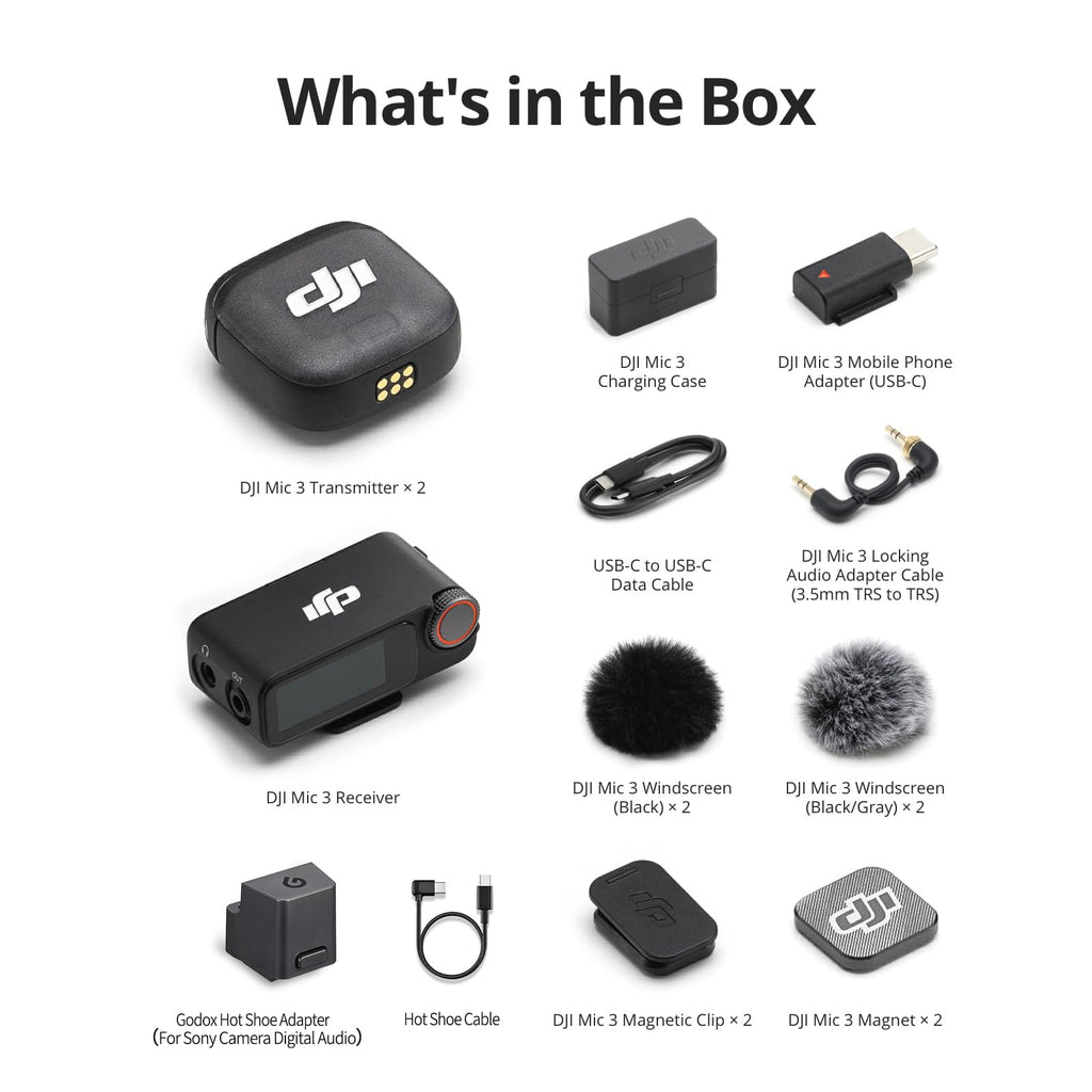 DJI Mic 3 (2 TX + 1 RX + Charging Case) + Lightning Adapter