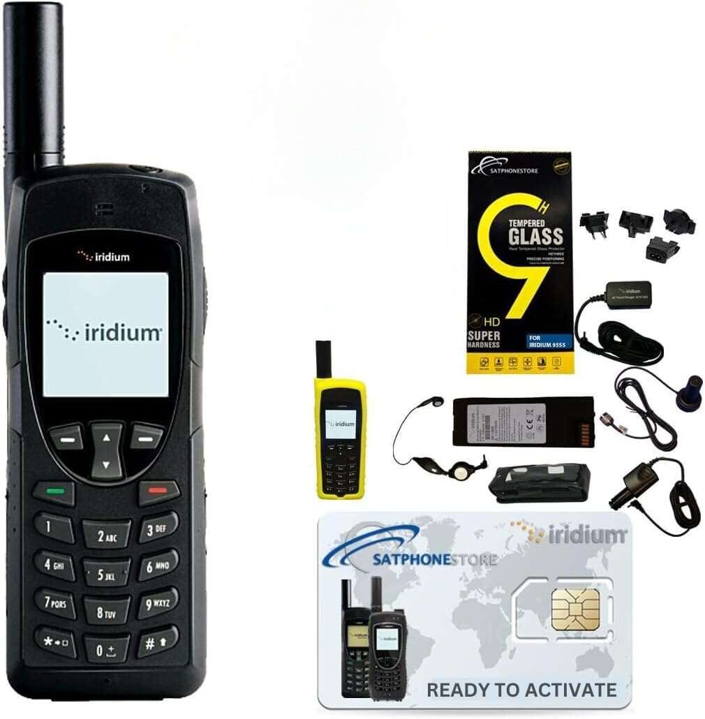 Iridium 9555 Satellite Phone Standard Package with Protective Case and SIM Card Ready for Easy Online Activation