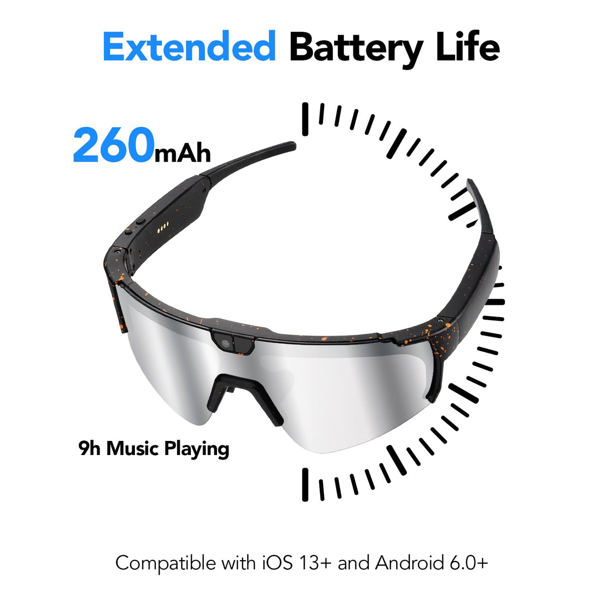 Sporty AI Bluetooth Smart Glasses with Camera for Cycling & Hiking Unisex