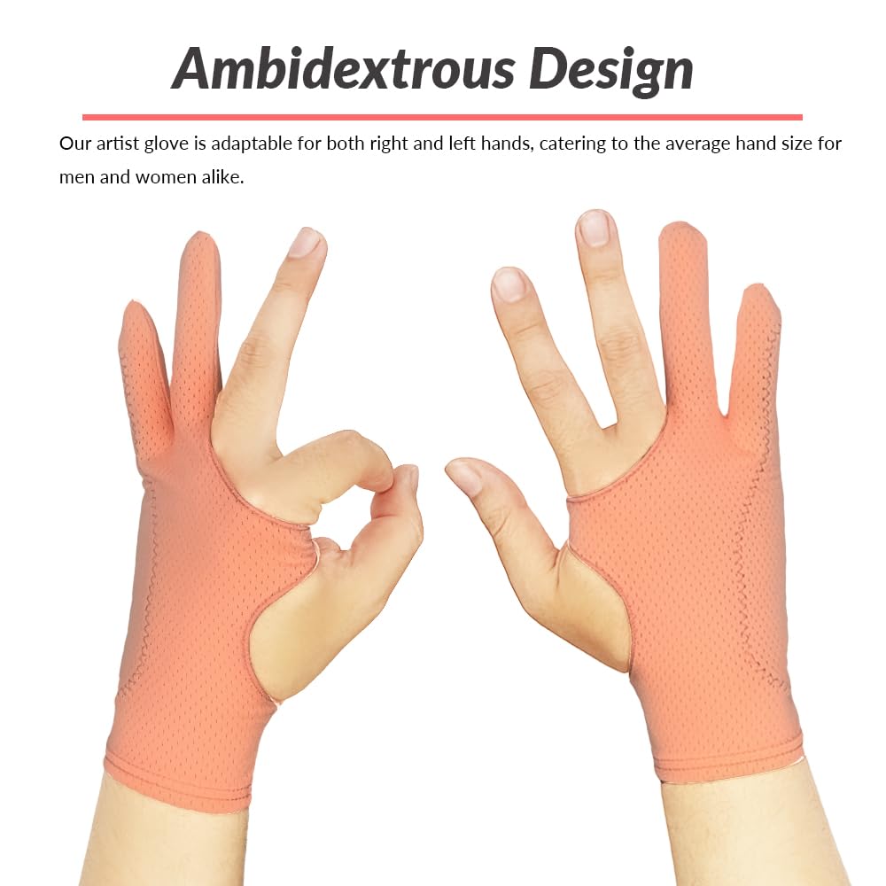 Breathable Drawing Glove, Digital Art Glove for Graphic Tablet, 3-Layer Palm Rejection for Graphic Tablet, Artist Gloves with Two Fingers for iPad(Black,S)