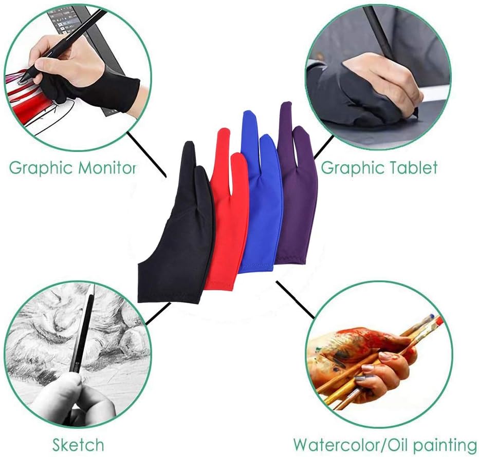 5 Pack Artist Glove for Drawing Tablet, Two-Finger Digital Drawing Gloves