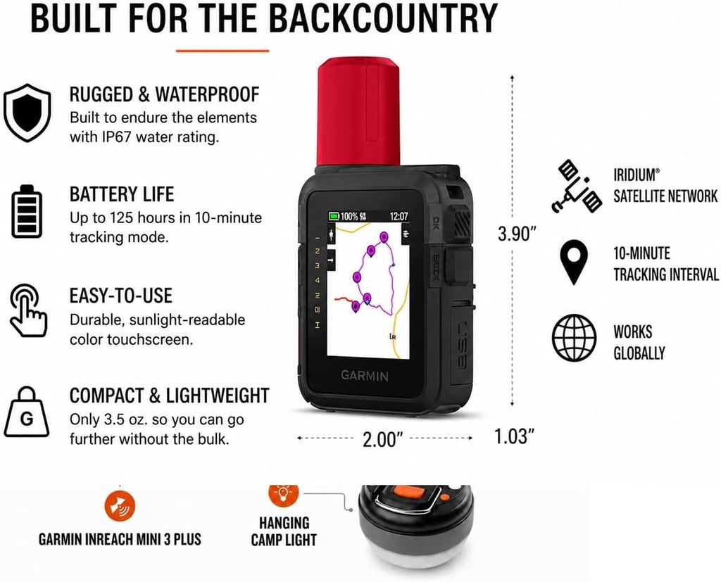 Garmin inReach Mini 3 Plus, Rugged Global Satellite Communicator with Touchscreen Texting, Photo & Voice Messaging, Emergency SOS Messages - Bundle w/Deco Essentials 26-Month CPS Plan