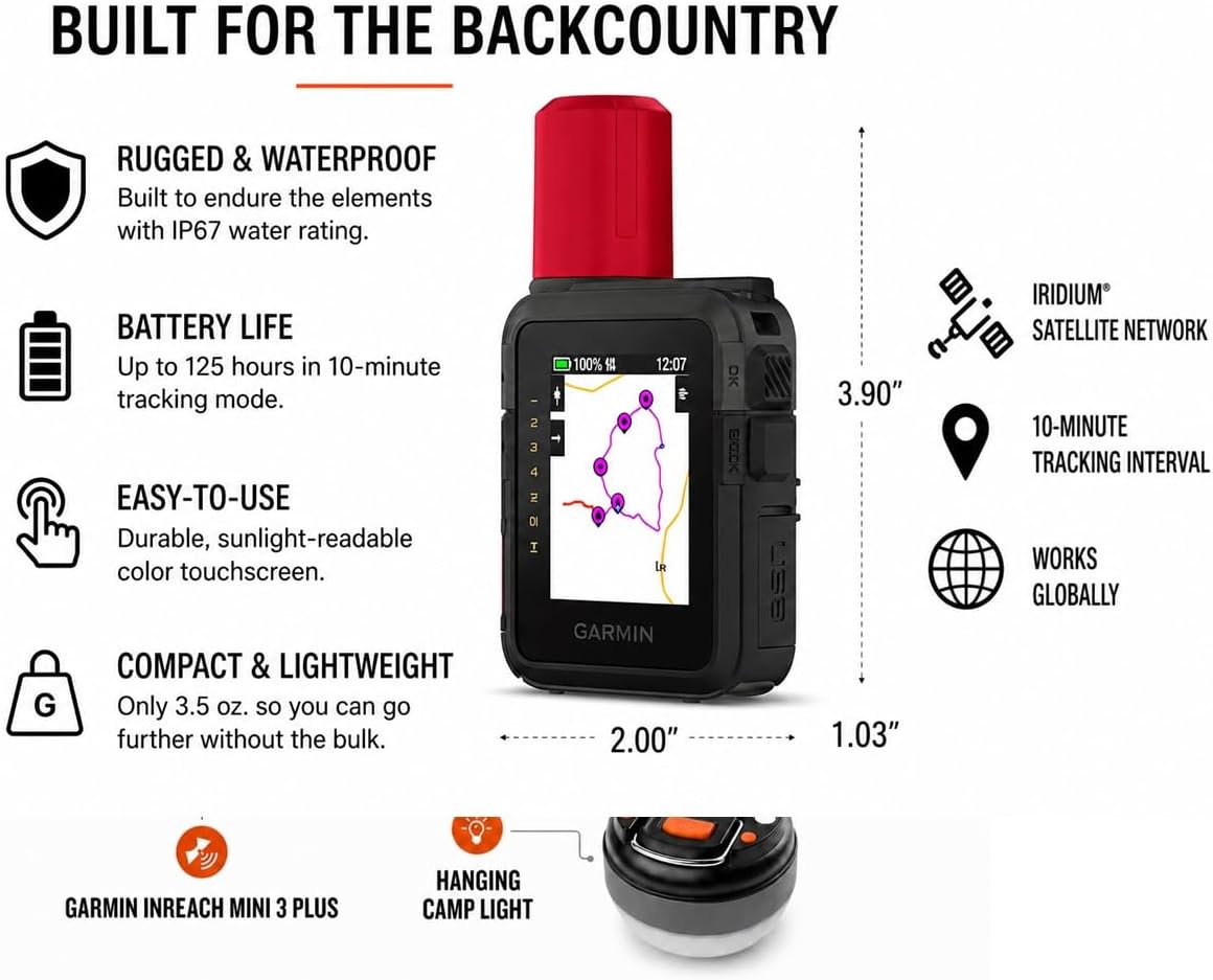 Garmin inReach Mini 3 Plus, Rugged Global Satellite Communicator with Touchscreen Texting, Photo & Voice Messaging, Emergency SOS Messages - Bundle w/Deco Essentials 26-Month CPS Plan