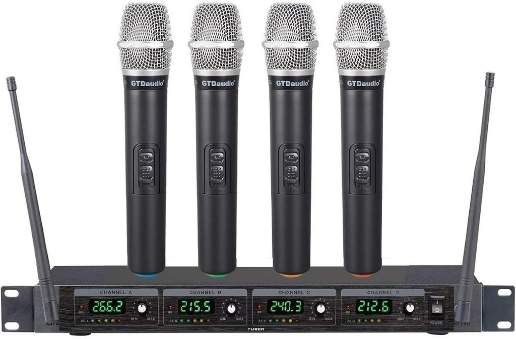 GTDaudio 4 Handheld Wireless Microphone Cordless mics System