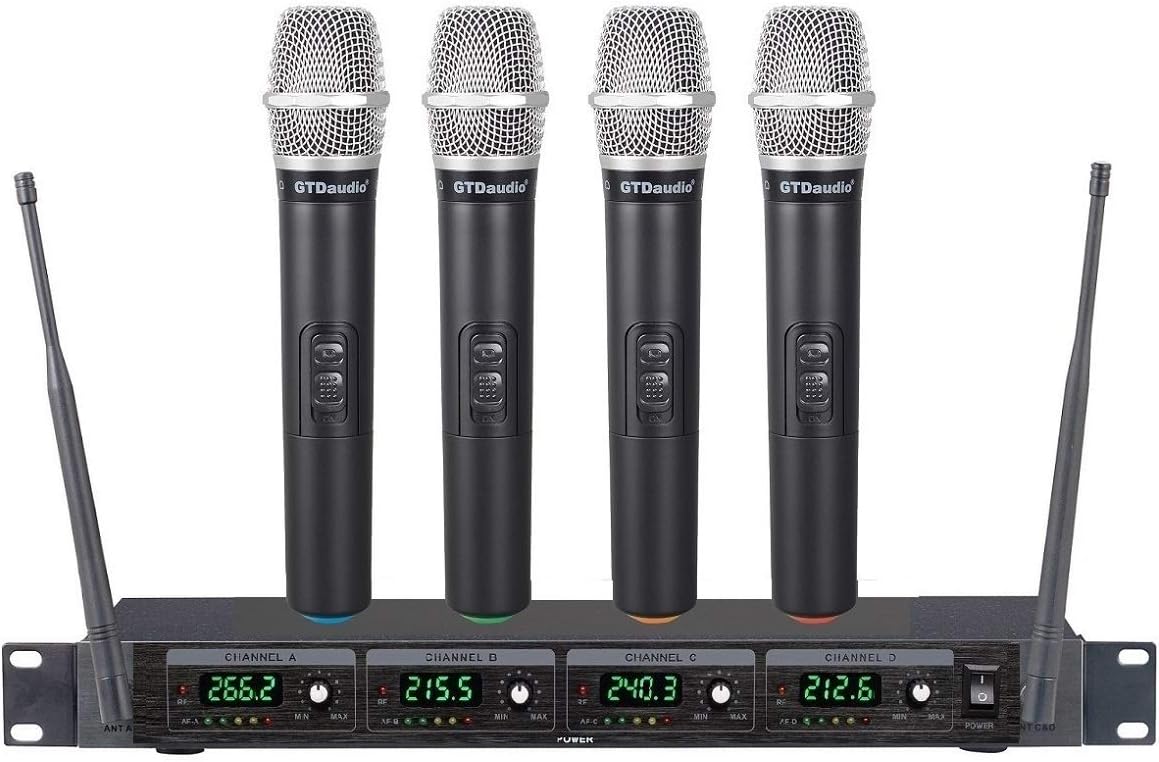 GTDaudio 4 Handheld Wireless Microphone Cordless mics System