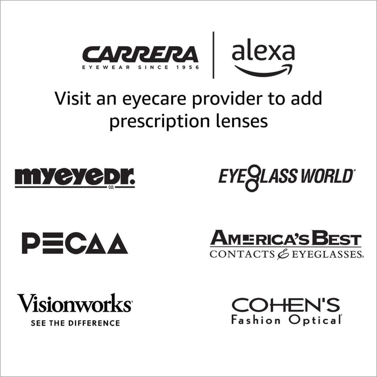 Carrera Smart Glasses with Alexa, Smart audio glasses, Sprinter black frames with blue light filtering lenses, Square