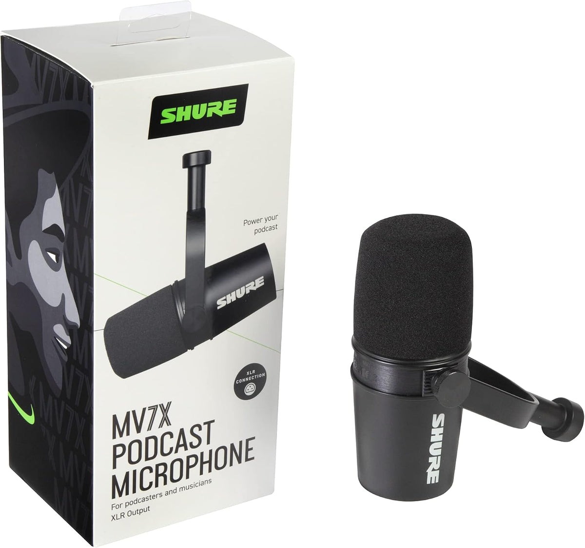 Shure MV7X XLR Dynamic Podcast & Recording Microphone - Black