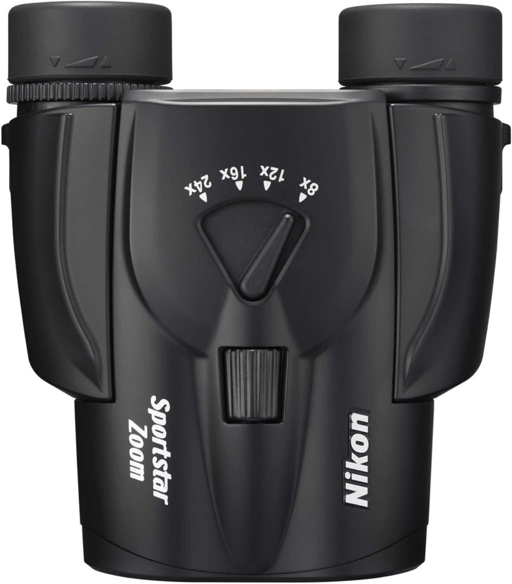Nikon Sportstar Zoom 8-24x25 (16736) Small Black Variable Zoom Binoculars with Nikon Lens Pen and Cleaning Cloth - Compact Binoculars for Adults, for Sports Watching, Wildlife, and Hiking