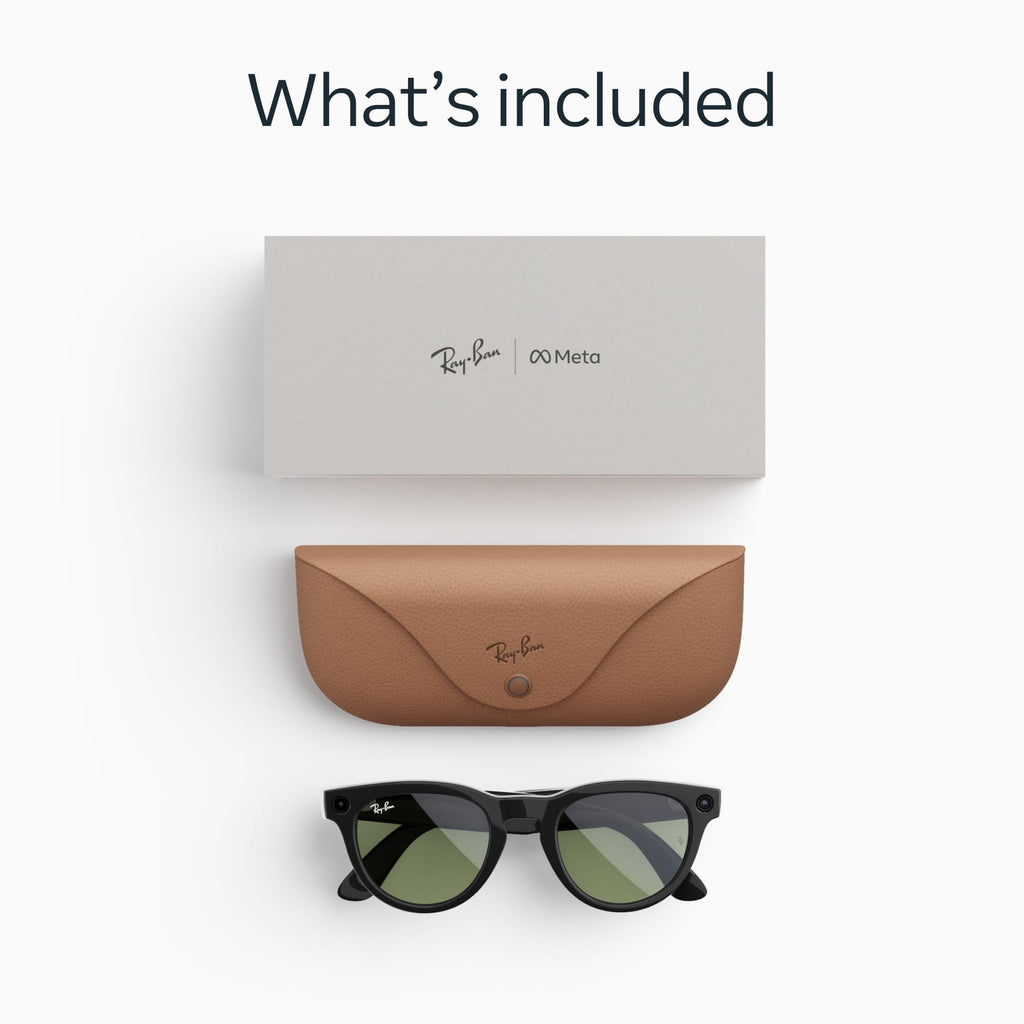 Meta Ray-Ban (Gen 2) Headliner Smart AI Glasses, Shiny Black, Green Lenses