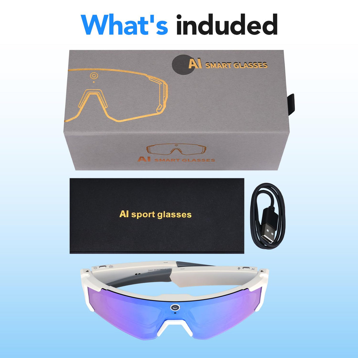 Sporty AI Bluetooth Smart Glasses with Camera for Cycling & Hiking Unisex