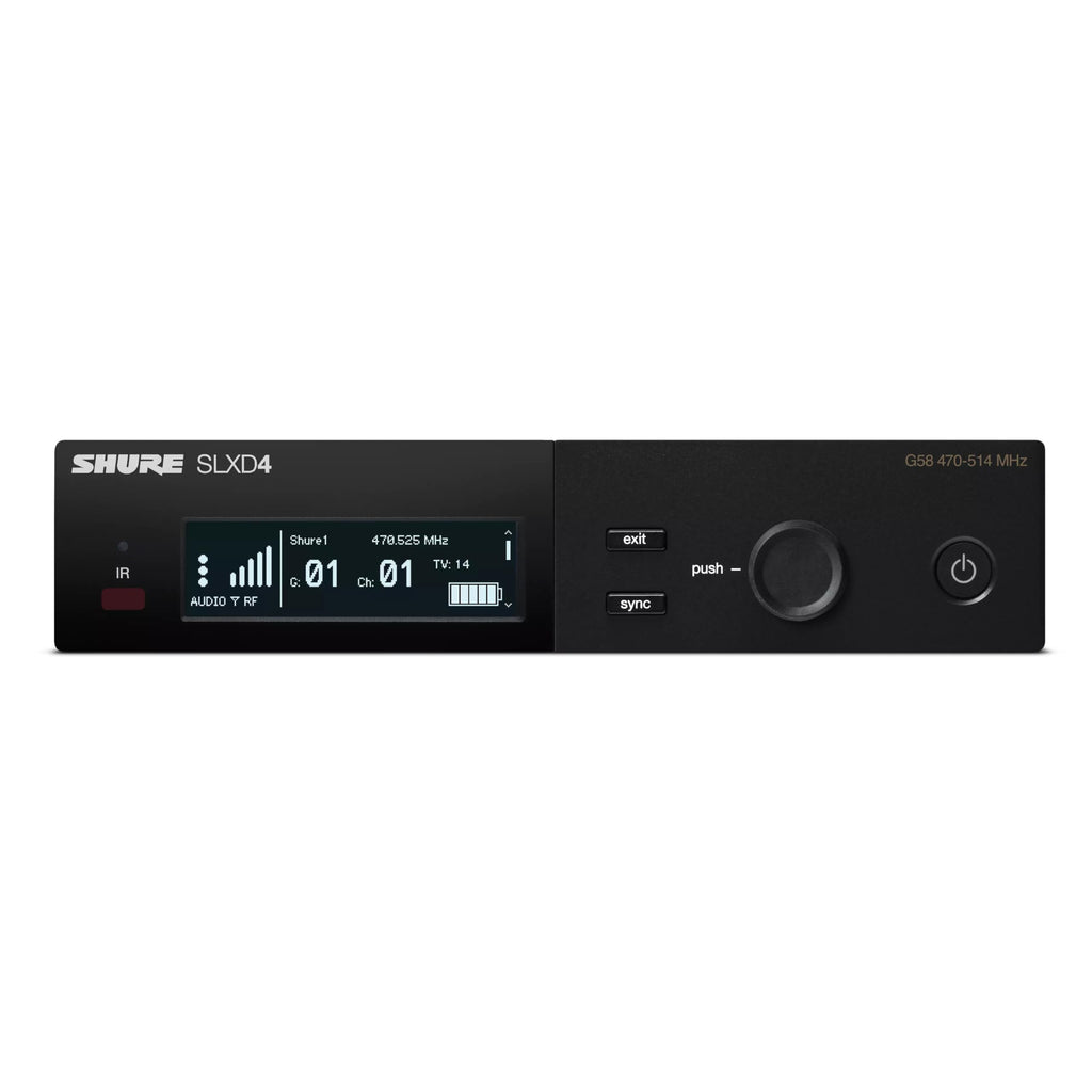 Shure SLXD14/UL4B Digital Wireless Microphone System - Includes SLXD1 Bodypack Transmitter, UL4B UniPlex Cardioid Lavalier Mic, and SLXD4 Receiver with 19" Rack Mount Kit | H55 Band (SLXD14/UL4B-H55)