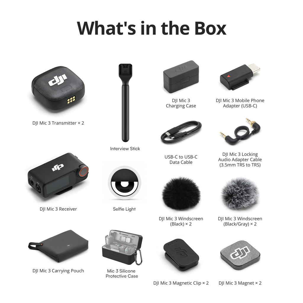 DJI Mic Mini Combo + Silicone Case + Colorful Wind Muff + Selfie Light