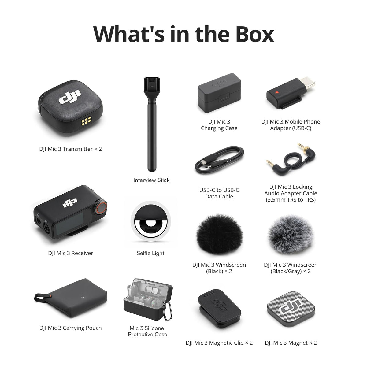 DJI Mic Mini Combo + Silicone Case + Colorful Wind Muff + Selfie Light