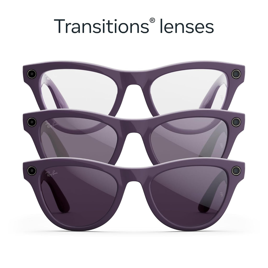 Meta Ray-Ban (Gen 2), Skyler, Shiny Mystic Violet | Smart AI Glasses for Men, Women â 2x Battery Life â 3K Ultra HD â 12 MP Camera, Audio, Video Recording â TransitionsÂ® Amethyst Lenses â Sunglasses