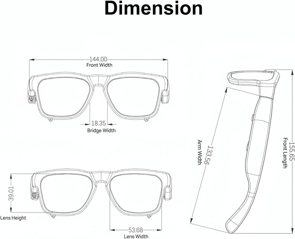 OHO AI Smart Glasses, UV400 Z87+ Audio Open Ear Bluetooth Sunglasses