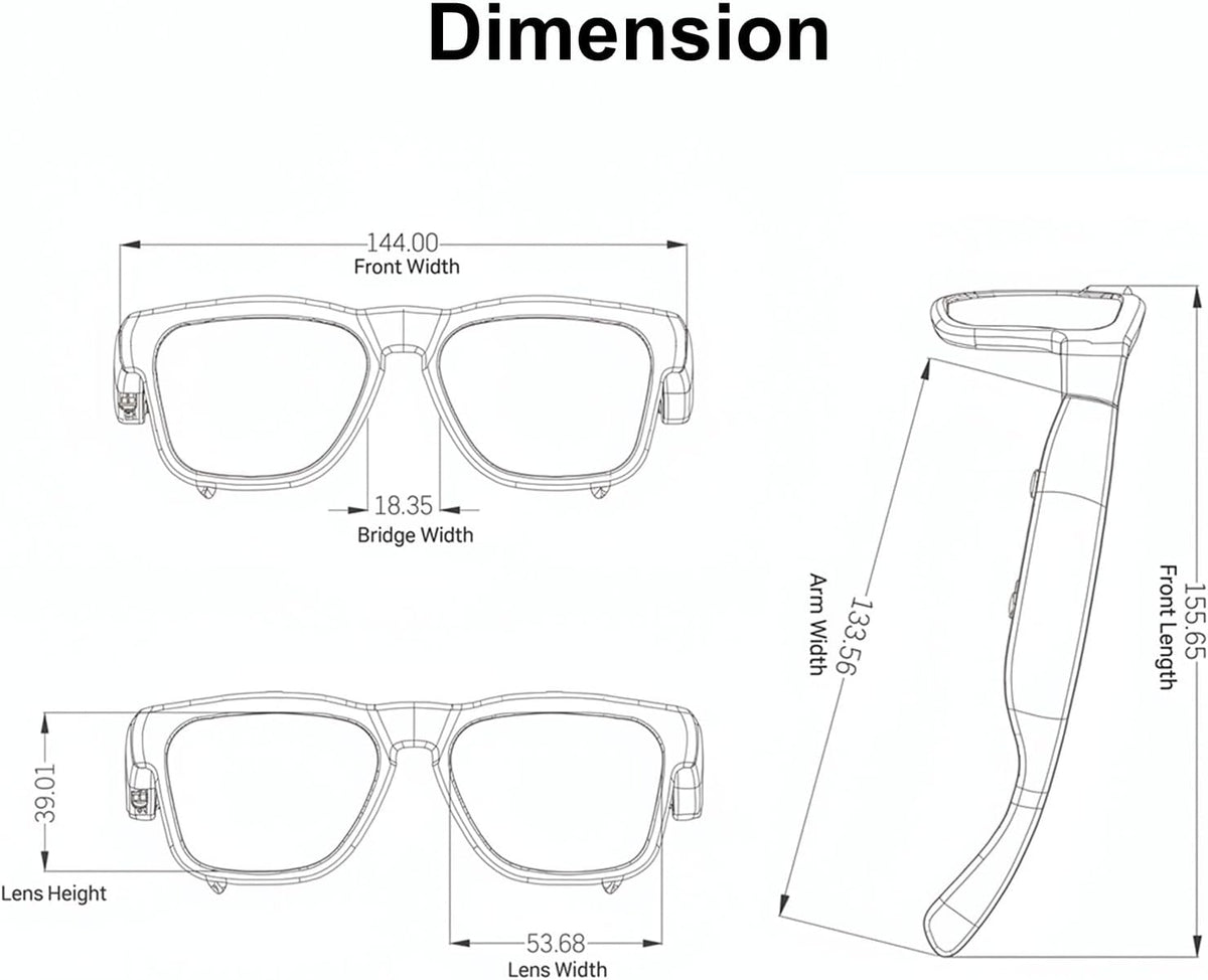 OHO AI Smart Glasses, UV400 Z87+ Audio Open Ear Bluetooth Sunglasses