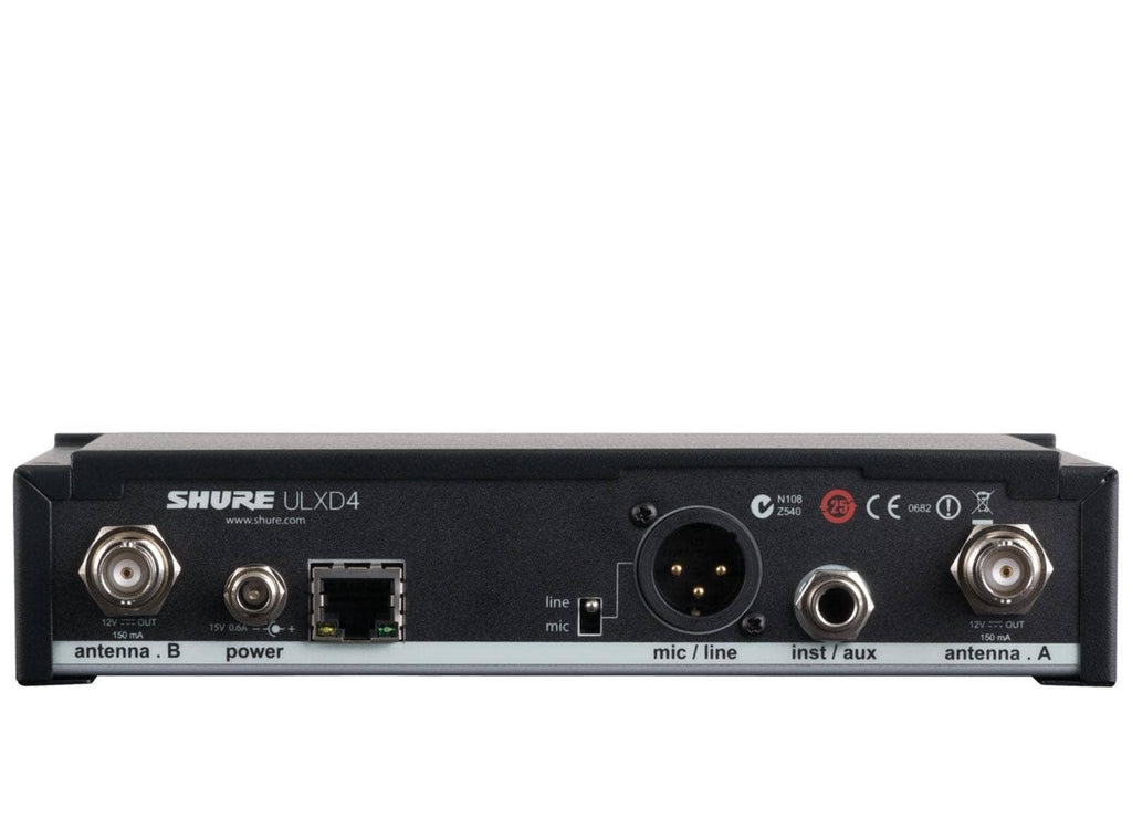 Shure ULXD4D Quad Channel Receiver - for use with ULX-D Digital Wireless Microphone Systems, Transmitters Sold Separately | J50A Band (ULXD4Q=-J50A)
