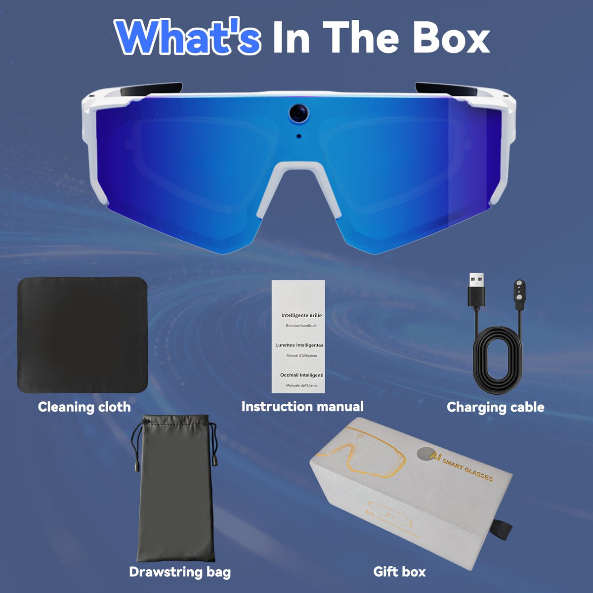 Pro AI Smart Glasses with 32MP Camera for Cycling & Hiking