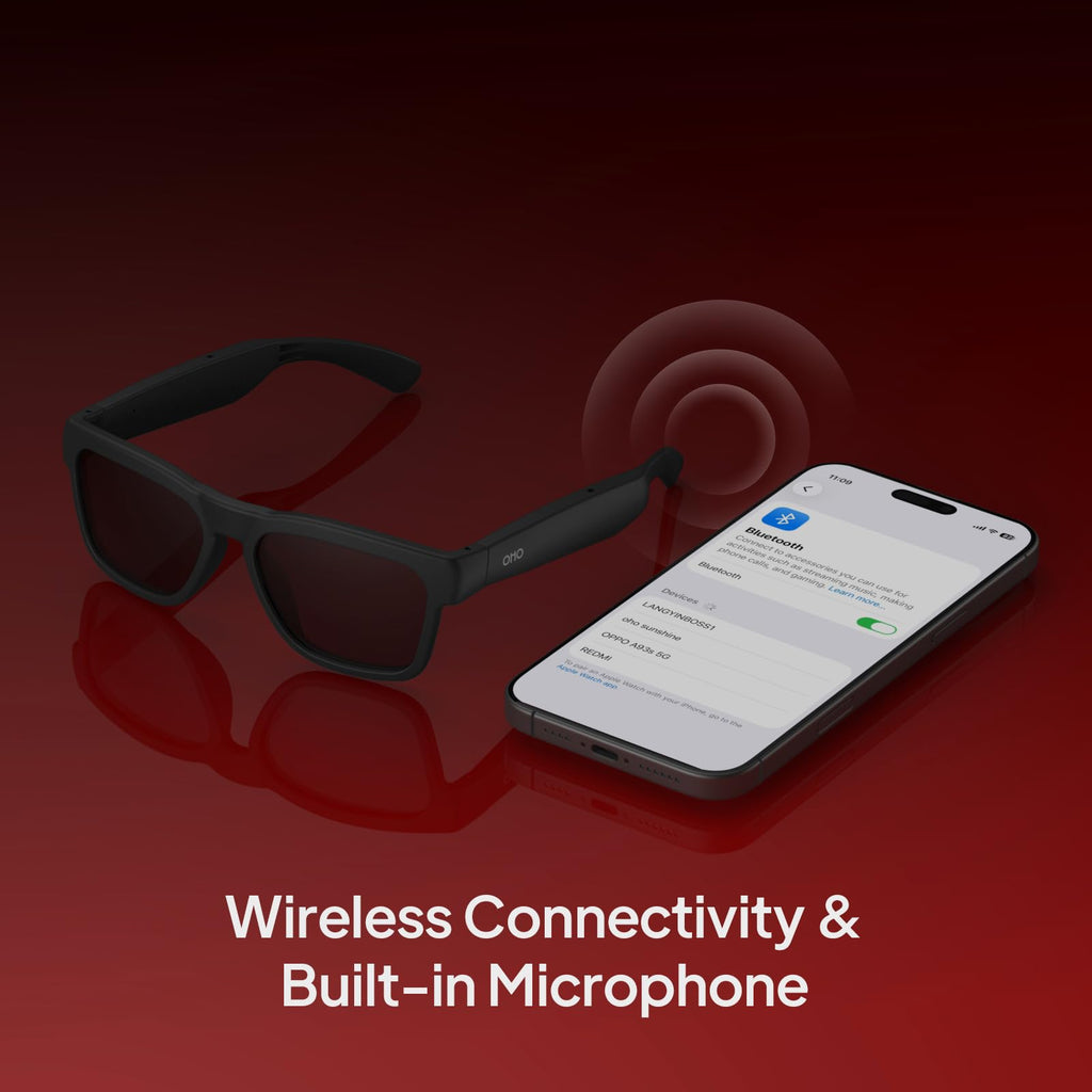 OHO AI Smart Glasses, UV400 Z87+ Audio Open Ear Bluetooth Sunglasses