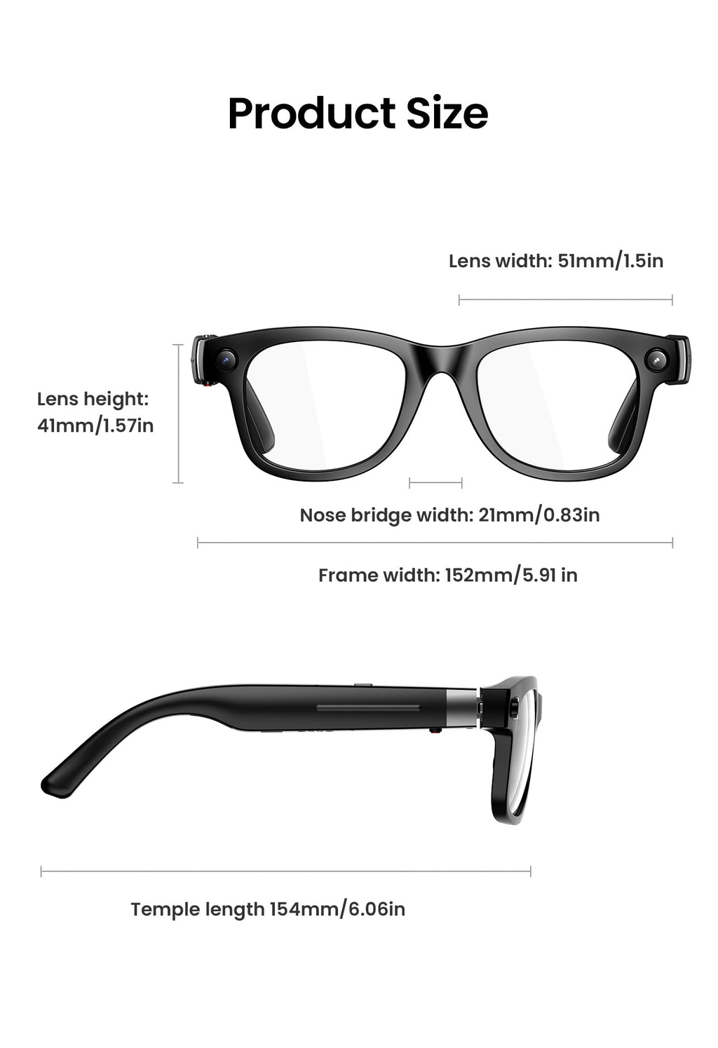 G5 AI Smart Glasses with Camera, 13MP Recording Glasses for Big Heads - XXL