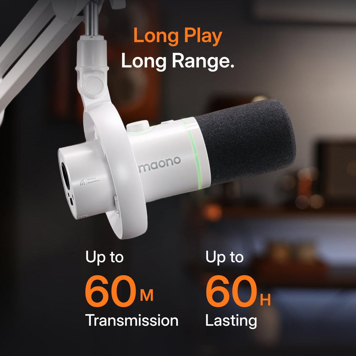 MAONO PD200W Hybrid Wireless Podcast Microphone for PC, Dynamic XLR USB Mic